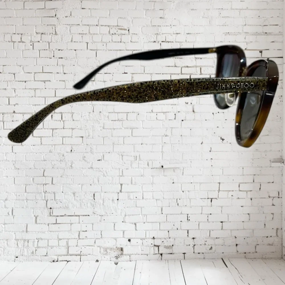 Jimmy Choo‎ Cade Women's Havana Glitter Sunglasses w/ Gold Flash Lens - OCY FQ